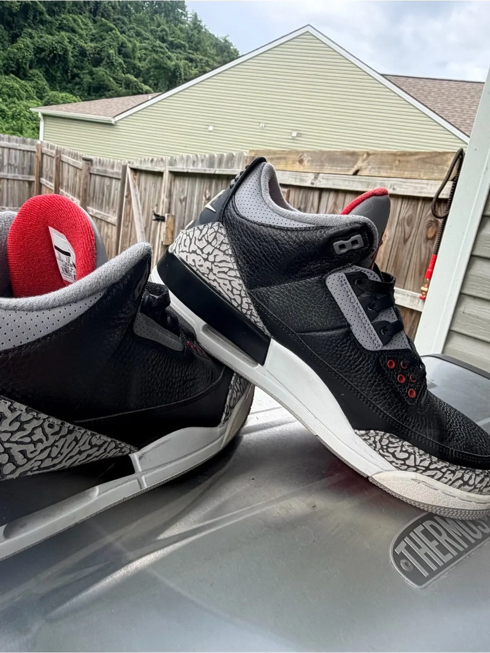 Jordan 3 Retro Black/Grey/Red Elephant Print Sneaker